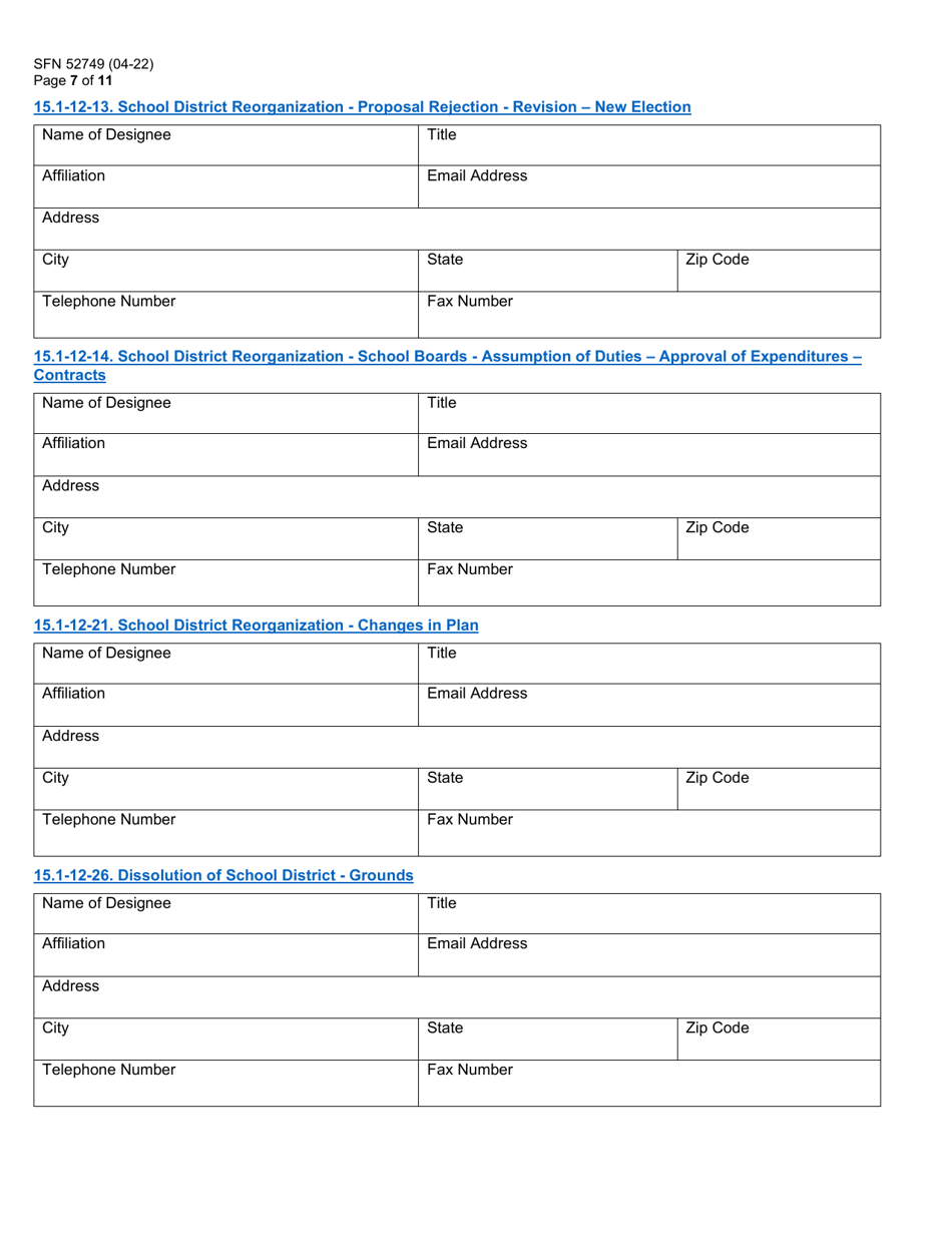 Form SFN52749 Assignment of Statutory Duties County Superintendent of Schools - North Dakota, Page 7