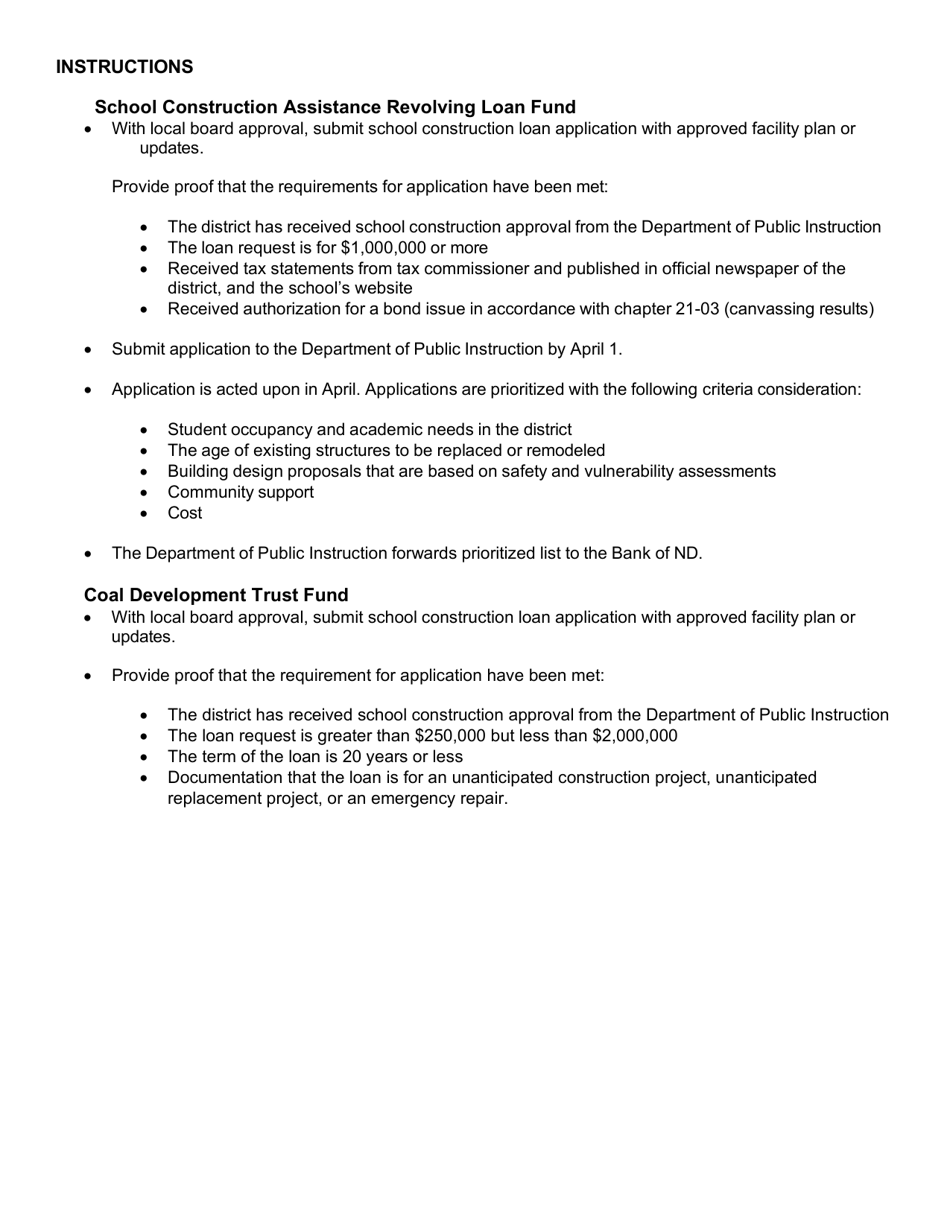 Form SFN52306 School Construction Loan Application - North Dakota, Page 3