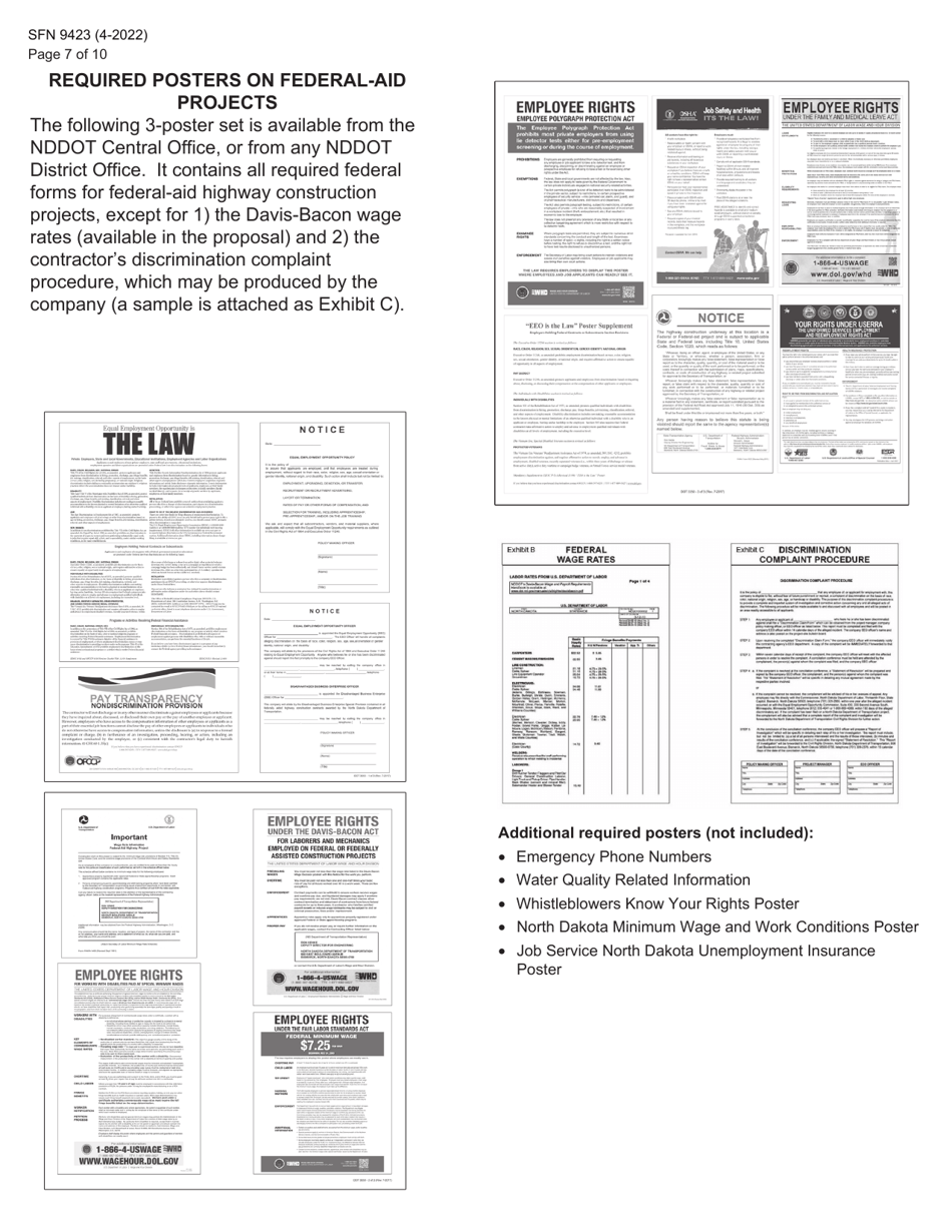 Form SFN9423 Pre-construction Conference - Equal Employment Opportunity (EEO), Title VI, Labor Standards, and Dbe Participation Information - North Dakota, Page 7