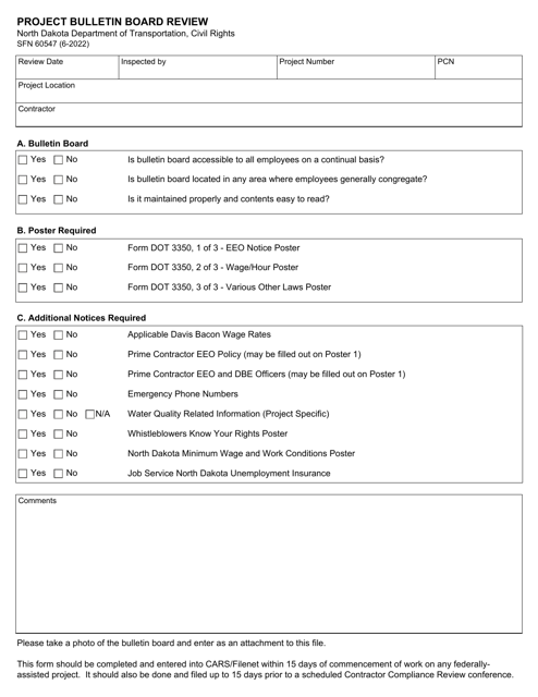 Form SFN60547  Printable Pdf