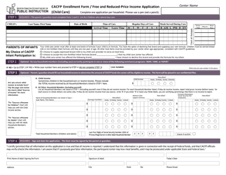 CACFP Enrollment Form/Free and Reduced-Price Income Application - North Dakota