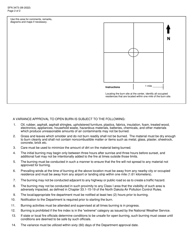 Form SFN3473 Application for Open Burning Variance of Clean Wood at Landfills - North Dakota, Page 2