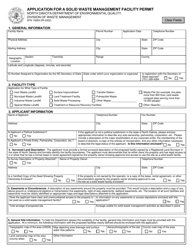 Form SFN19269 Application for a Solid Waste Management Facility Permit - North Dakota