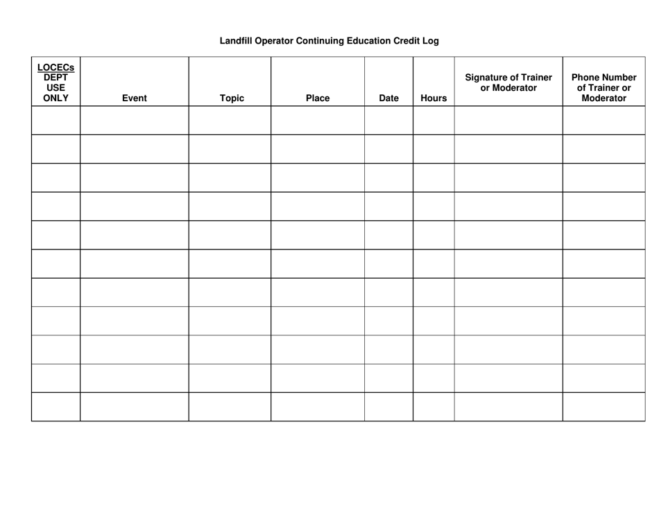 Landfill Operator Continuing Education Credit Log - North Dakota, Page 3