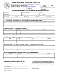 Form SFN8382 License Application - Scrap Iron Processor - North Dakota