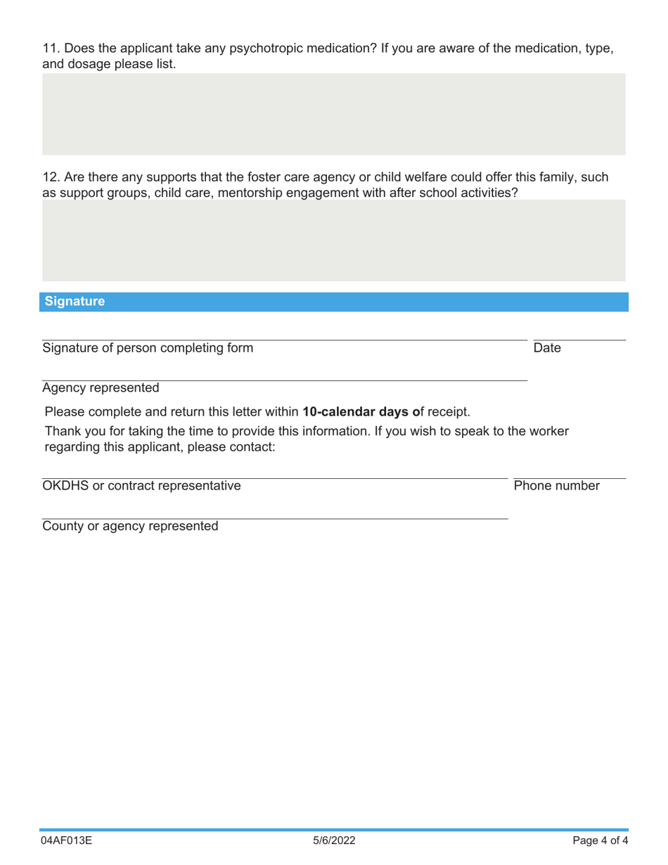 Form 04AF013E Adult Behavioral Health Reference Letter - Oklahoma, Page 4