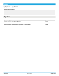 Form 04AF042E &quot;Request for a Waiver or Variance to Resource Requirements&quot; - Oklahoma, Page 2