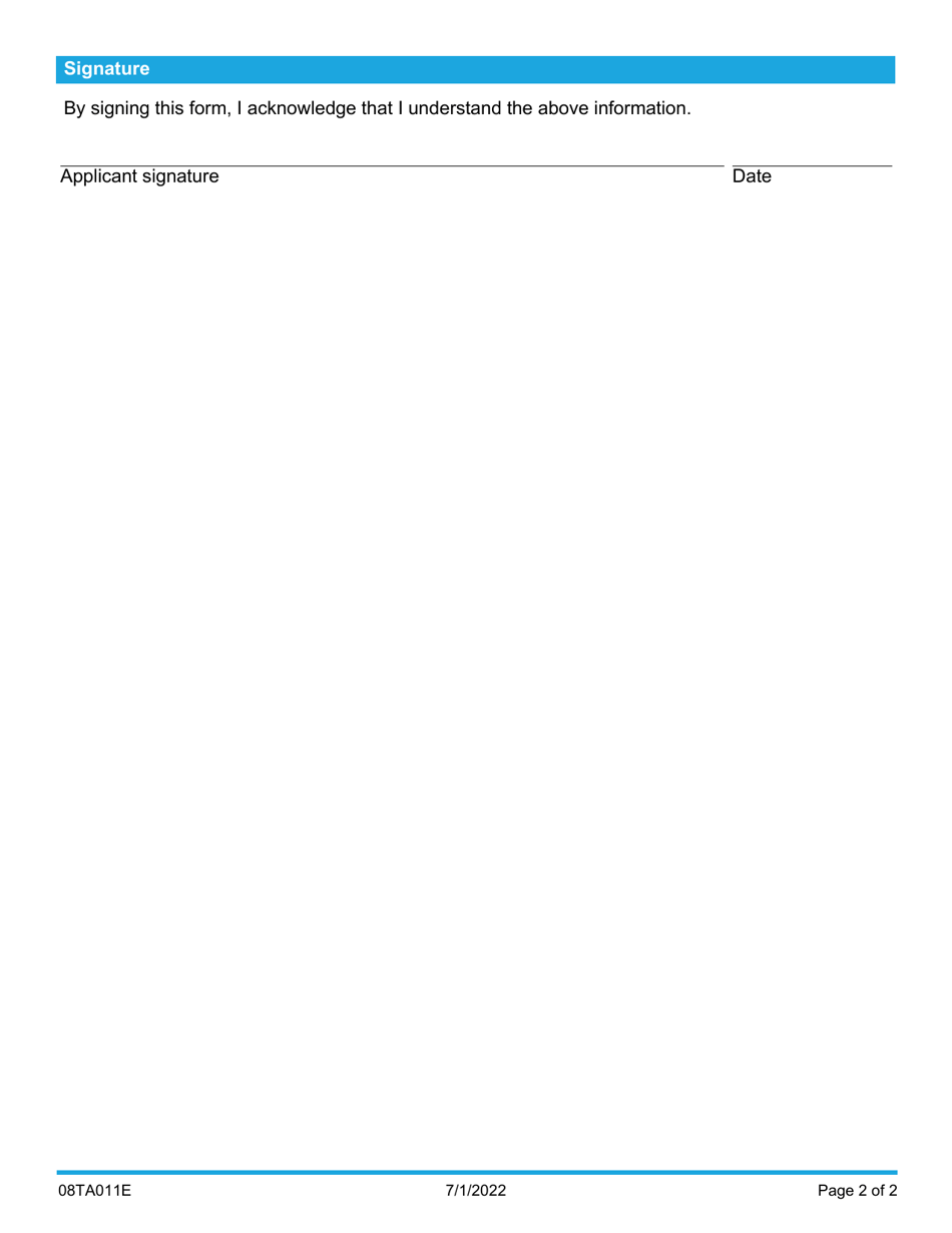 Form 08TA011E Drug Screen Requirements Acknowledgment - Oklahoma, Page 2