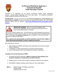 &quot;Application for Commercial Aquatic Turtle Harvester License&quot; - Oklahoma