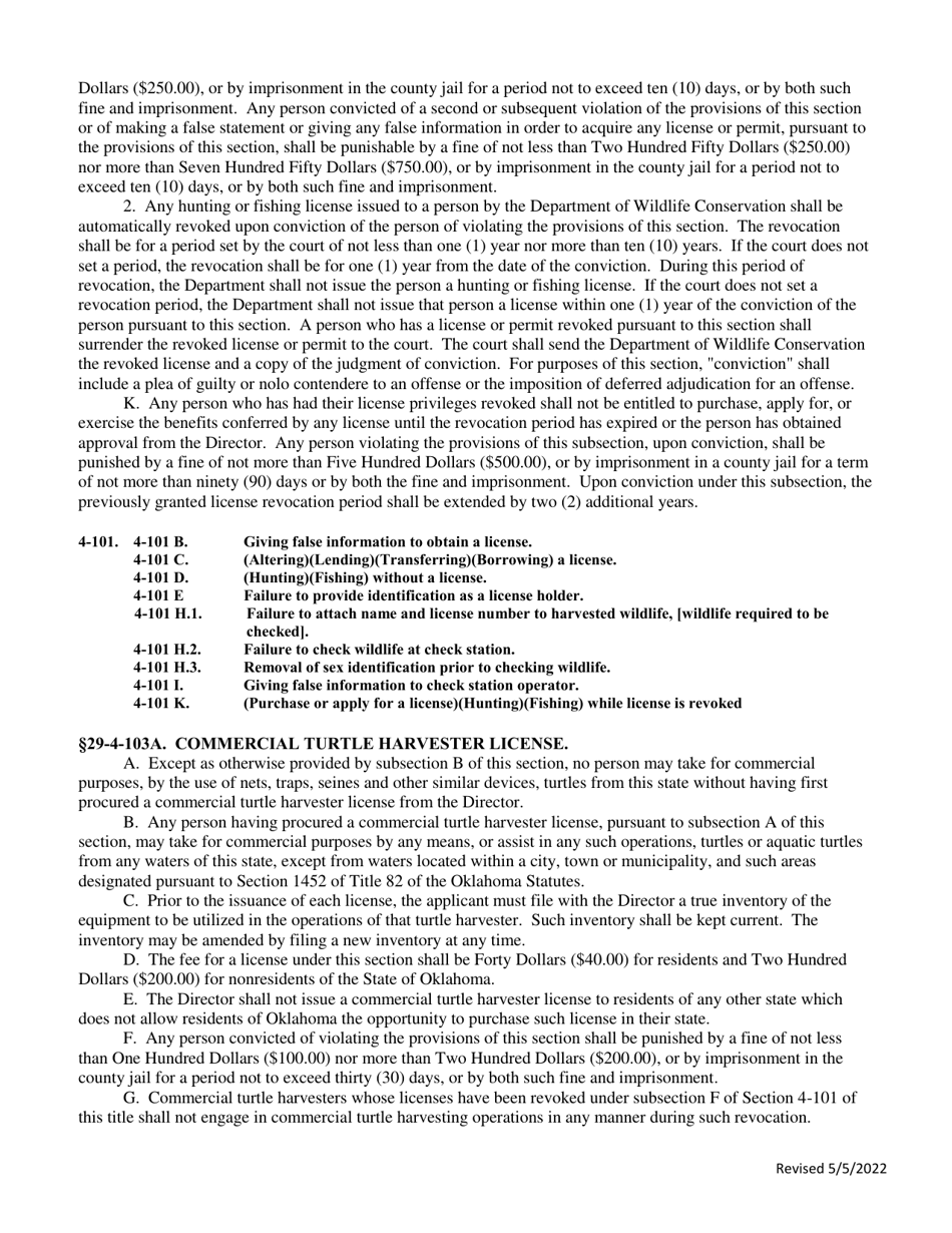 Application for Commercial Aquatic Turtle Buyer License - Oklahoma, Page 9