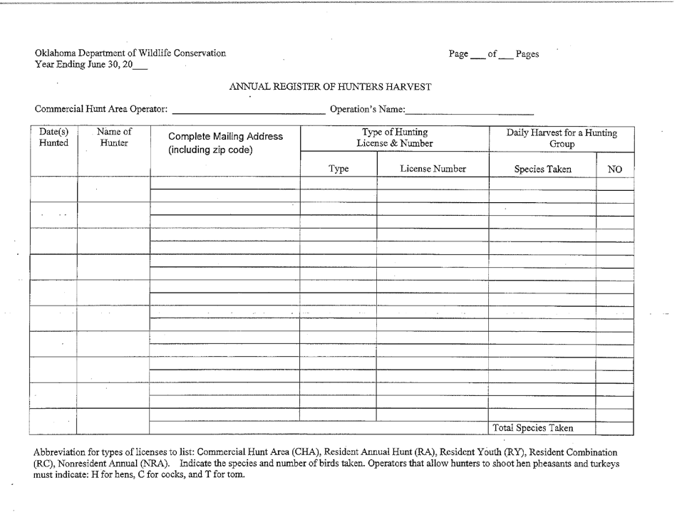 Oklahoma Commercial Hunt Area Reports of Harvest - Oklahoma, Page 2