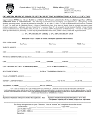 Document preview: Oklahoma Resident Disabled Veteran Lifetime Combination License Application - Oklahoma