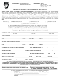 Document preview: Oklahoma Resident Lifetime License Application - Oklahoma