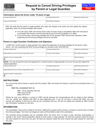 Document preview: Form 735-7340 Request to Cancel Driving Privileges by Parent or Legal Guardian - Oregon