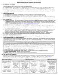 Name Change and/or Permit Transfer - Npdes or Wpcf Permit - Oregon, Page 2