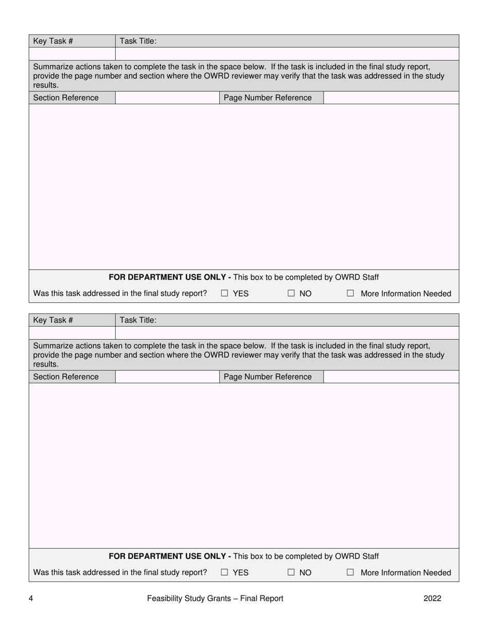 Final Report Form - Feasibility Study Grants - Oregon (Spanish), Page 4