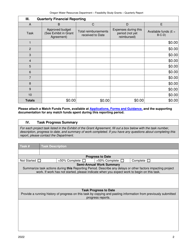 Quarterly Progress Report Form - Feasibility Study Grants - Water Conservation, Reuse and Storage Grant Program - Oregon, Page 2