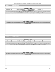 Quarterly Progress Report Form - Feasibility Study Grants - Water Conservation, Reuse and Storage Grant Program - Oregon, Page 3