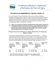 Opcion 1c - Formulario De Elegibilidad Por Ingresos - Fondo Para Abandono, Reparacion Y Reemplazo De Pozos De Agua - Oregon (Spanish)