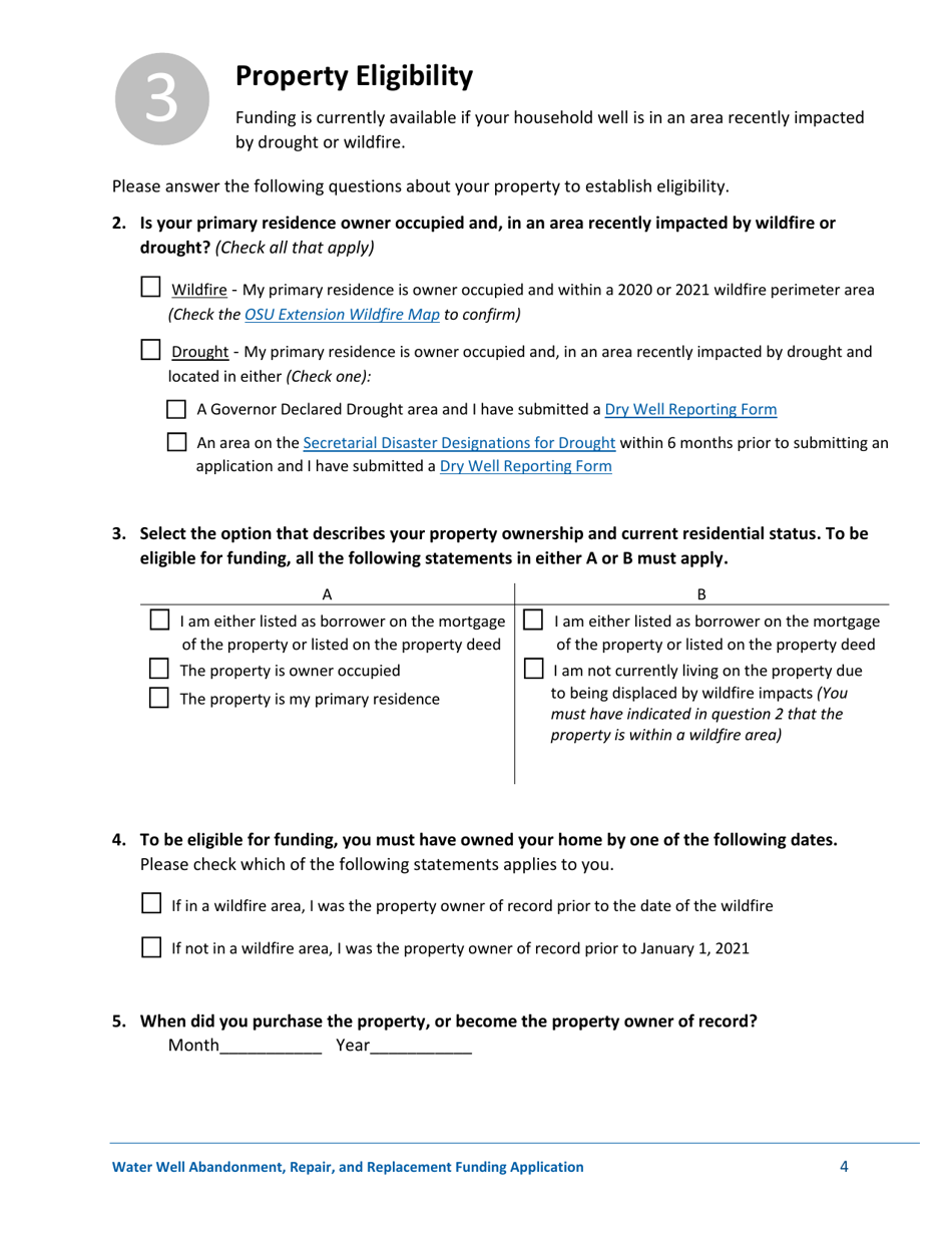Water Well Abandonment, Repair, and Replacement Funding Application - Oregon, Page 4