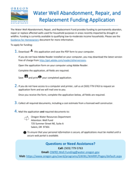 Document preview: Water Well Abandonment, Repair, and Replacement Funding Application - Oregon