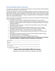 Document preview: School Test Coordinator Assurance of Test Security - Oregon