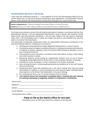 Document preview: Test Administrator Assurance of Test Security - Oregon
