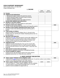 Document preview: Form CSF02 0910 Child Support Worksheet - Oregon