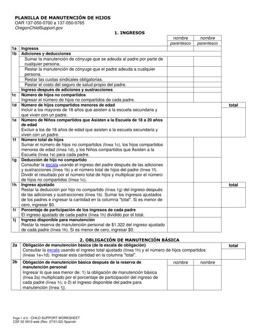 Formulario CSF02 0910  Printable Pdf