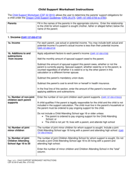Document preview: Instructions for Form CSF02 0910 Child Support Worksheet - Oregon