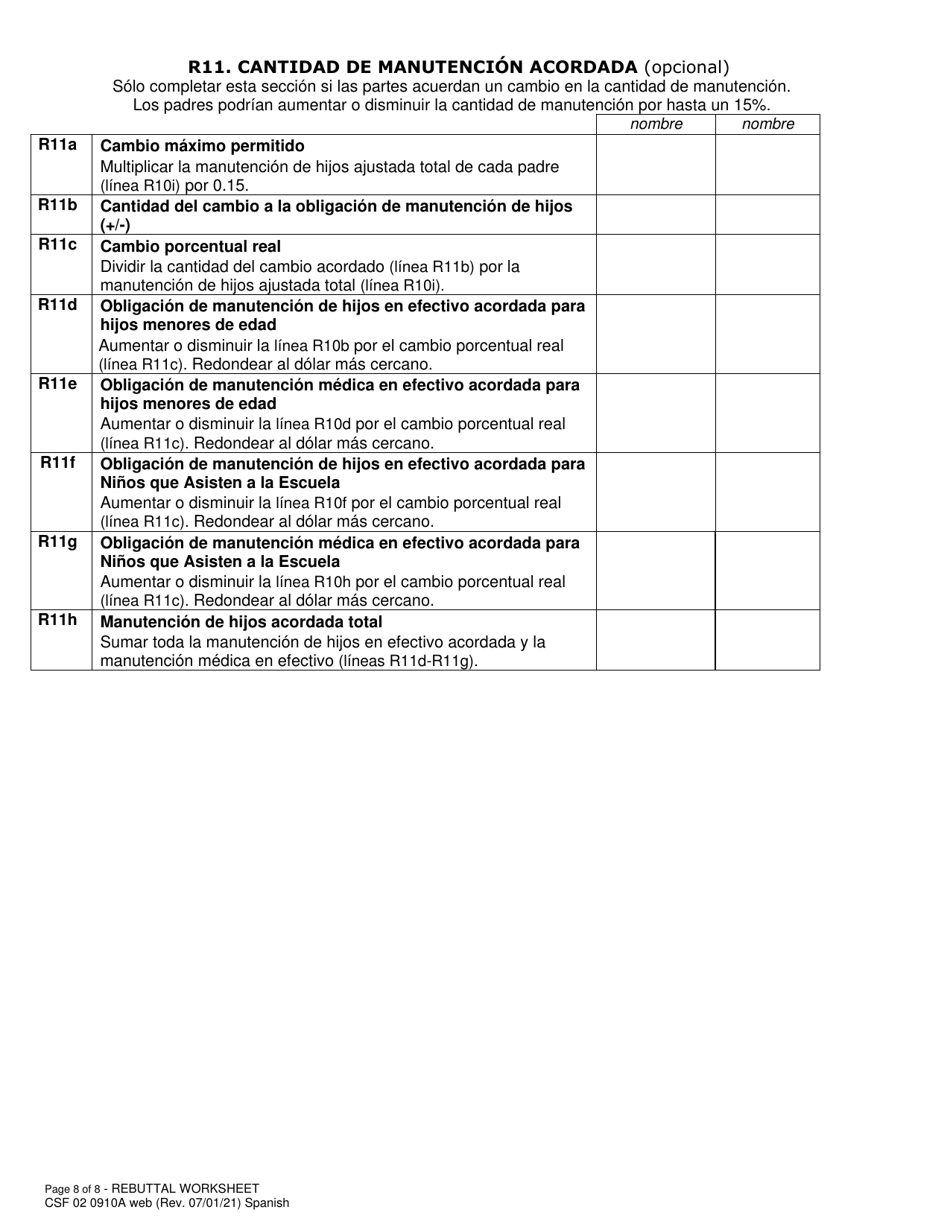 Formulario CSF02 0910A Planilla De Refutacion De Manutencion De Hijos - Oregon (Spanish), Page 8