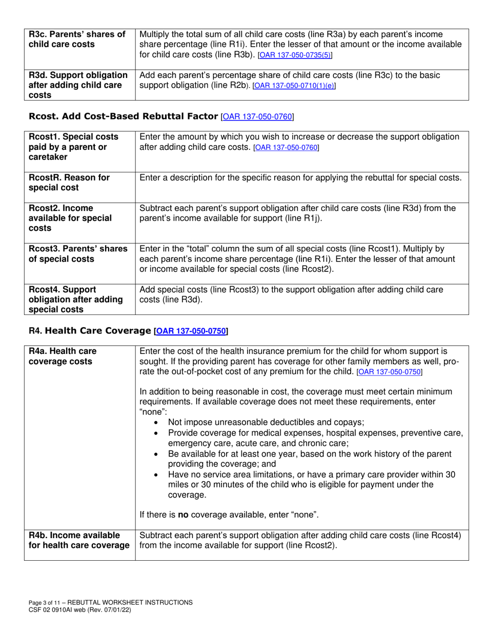 Download Instructions for Form CSF02 0910A Child Support Rebuttal ...