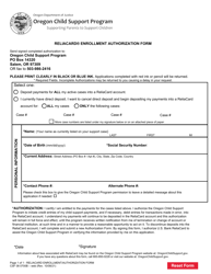 Document preview: Form CSF08 0700B Reliacard Enrollment/Authorization Form - Oregon