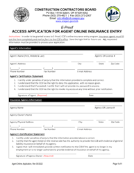 &quot;E-Proof Access Application for Agent Online Insurance Entry&quot; - Oregon