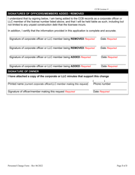 Personnel Change Request Form for Corporations and Limited Liability Companies - Oregon, Page 3