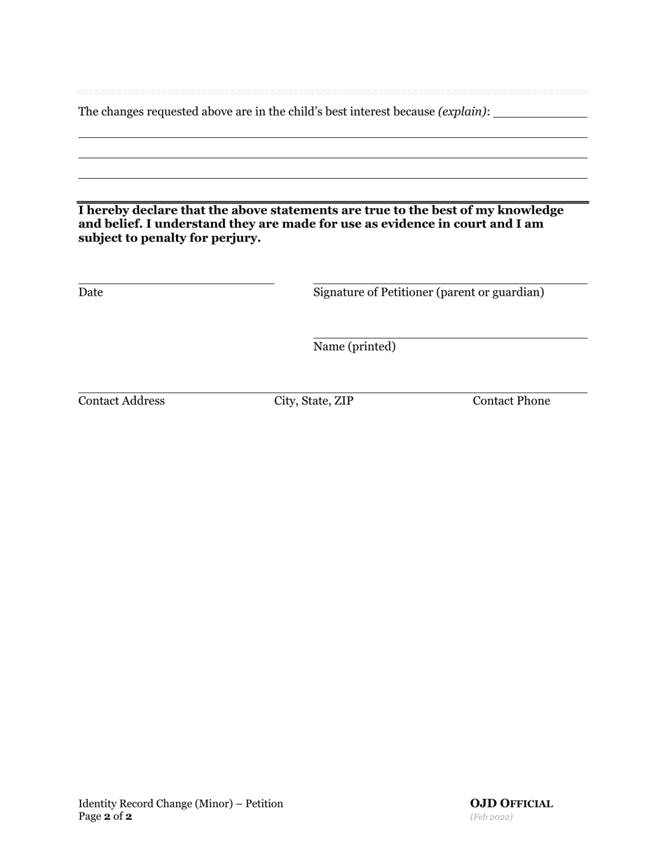 Oregon Change of Name or Sex - Minor Child - Fill Out, Sign Online and ...