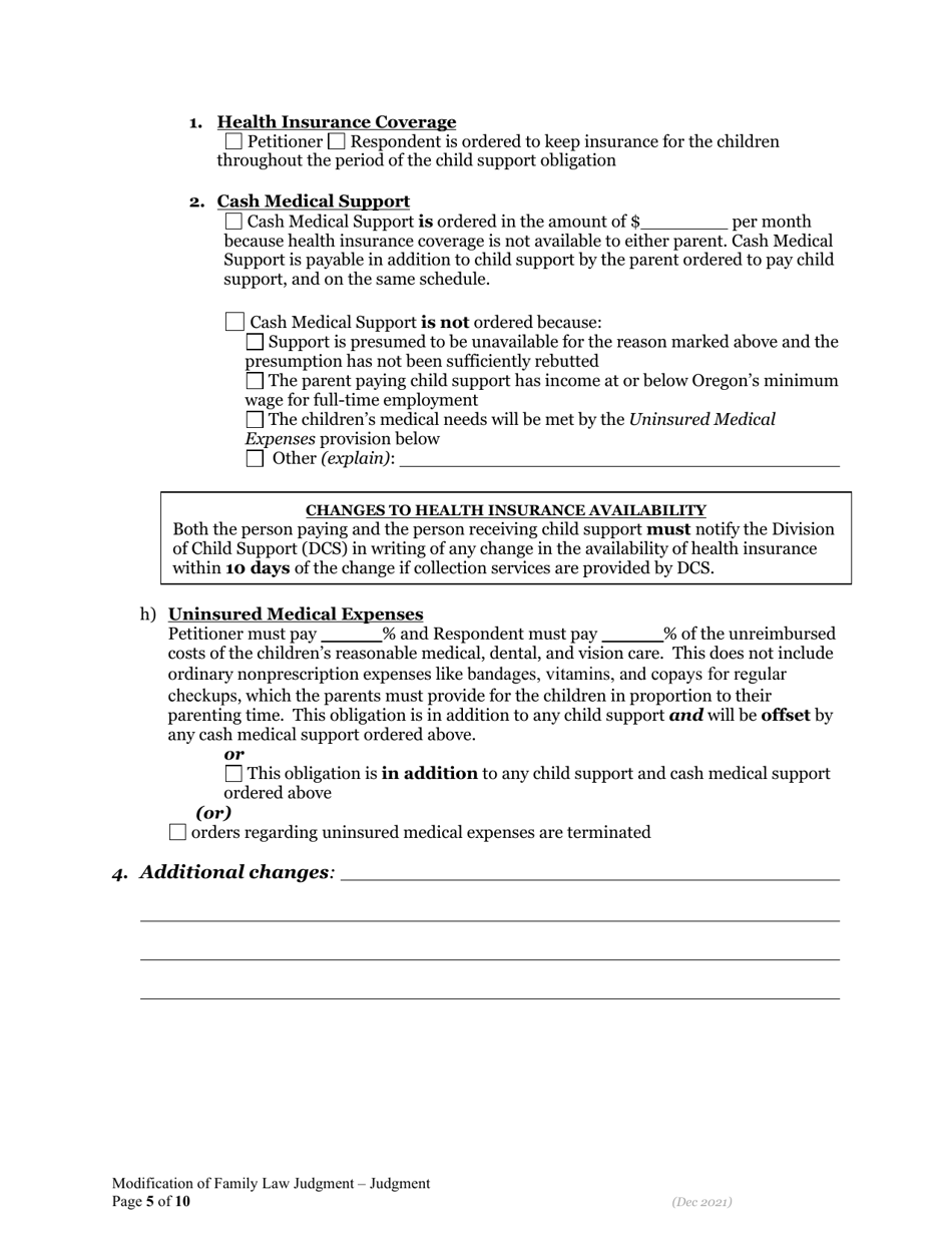 Supplemental Judgment Modifying a Domestic Relations Judgment - Oregon, Page 5