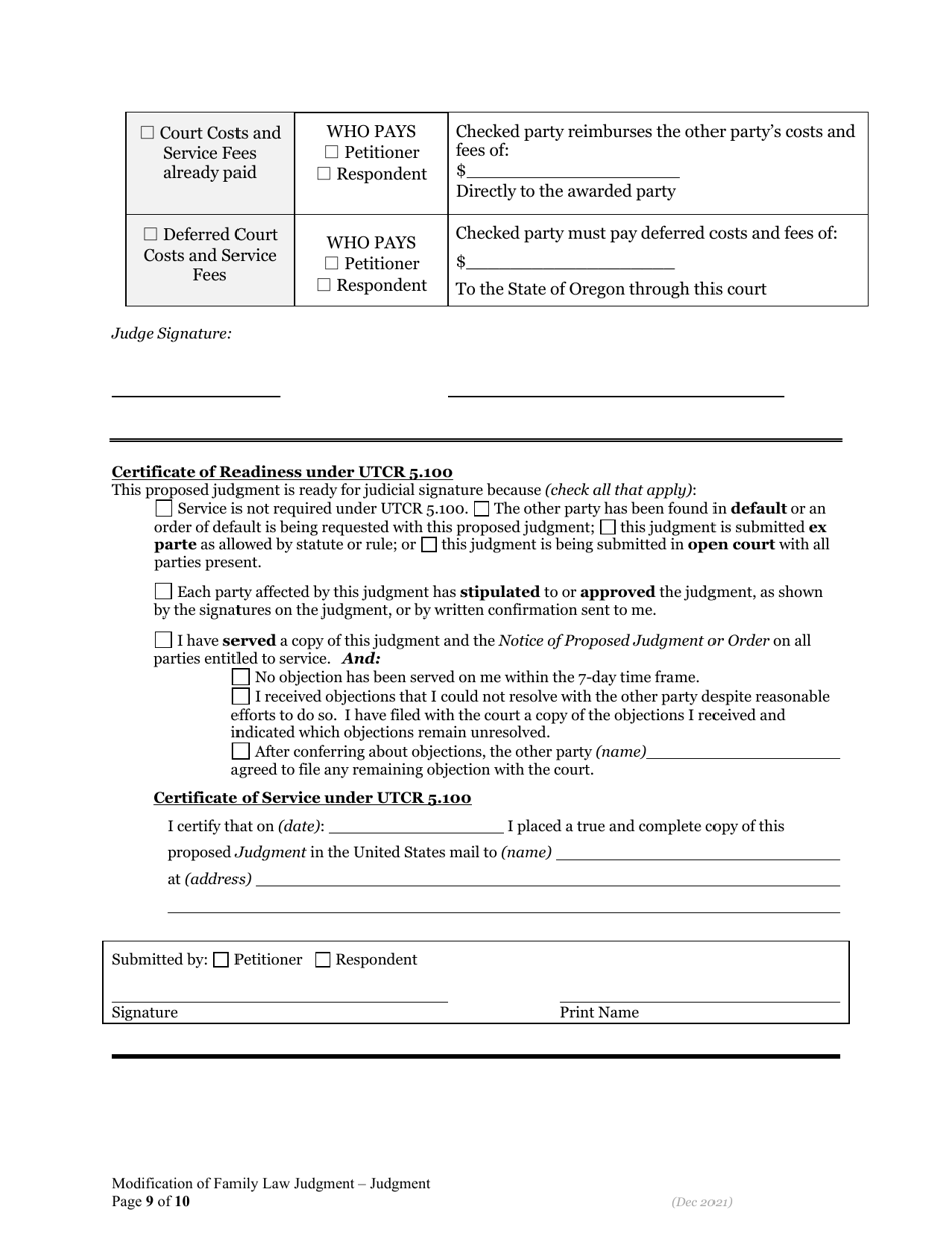 Supplemental Judgment Modifying a Domestic Relations Judgment - Oregon, Page 9