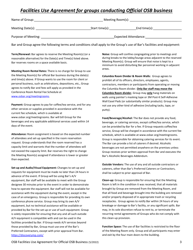 Osb Facilities Use Agreement for Groups Conducting Official Osb Business - Oregon, Page 3