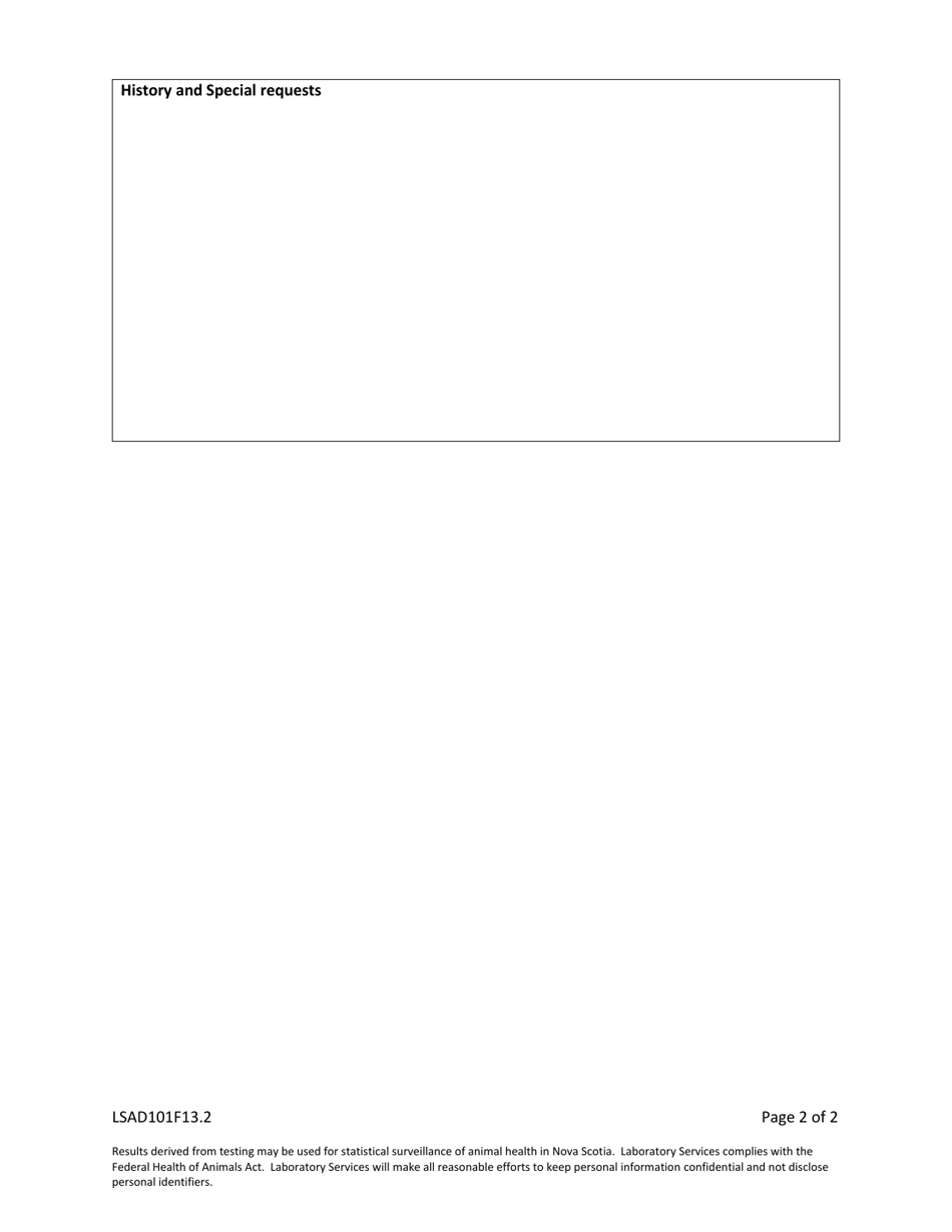 Form LSAD101F13.2 Companion Animal / Equine / Other Submission Form - Nova Scotia, Canada, Page 2