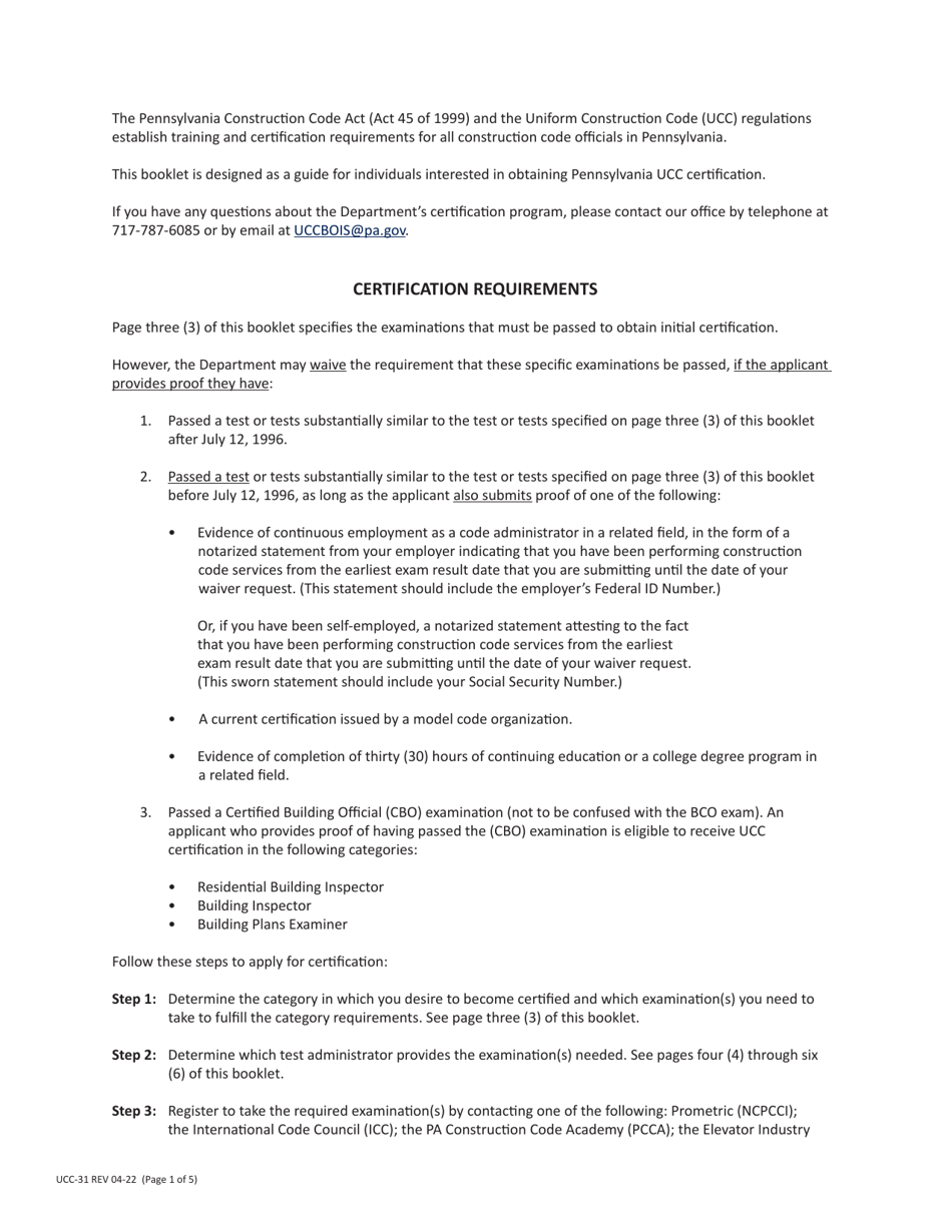 Form UCC-31 Application for Ucc Certification - Pennsylvania, Page 3