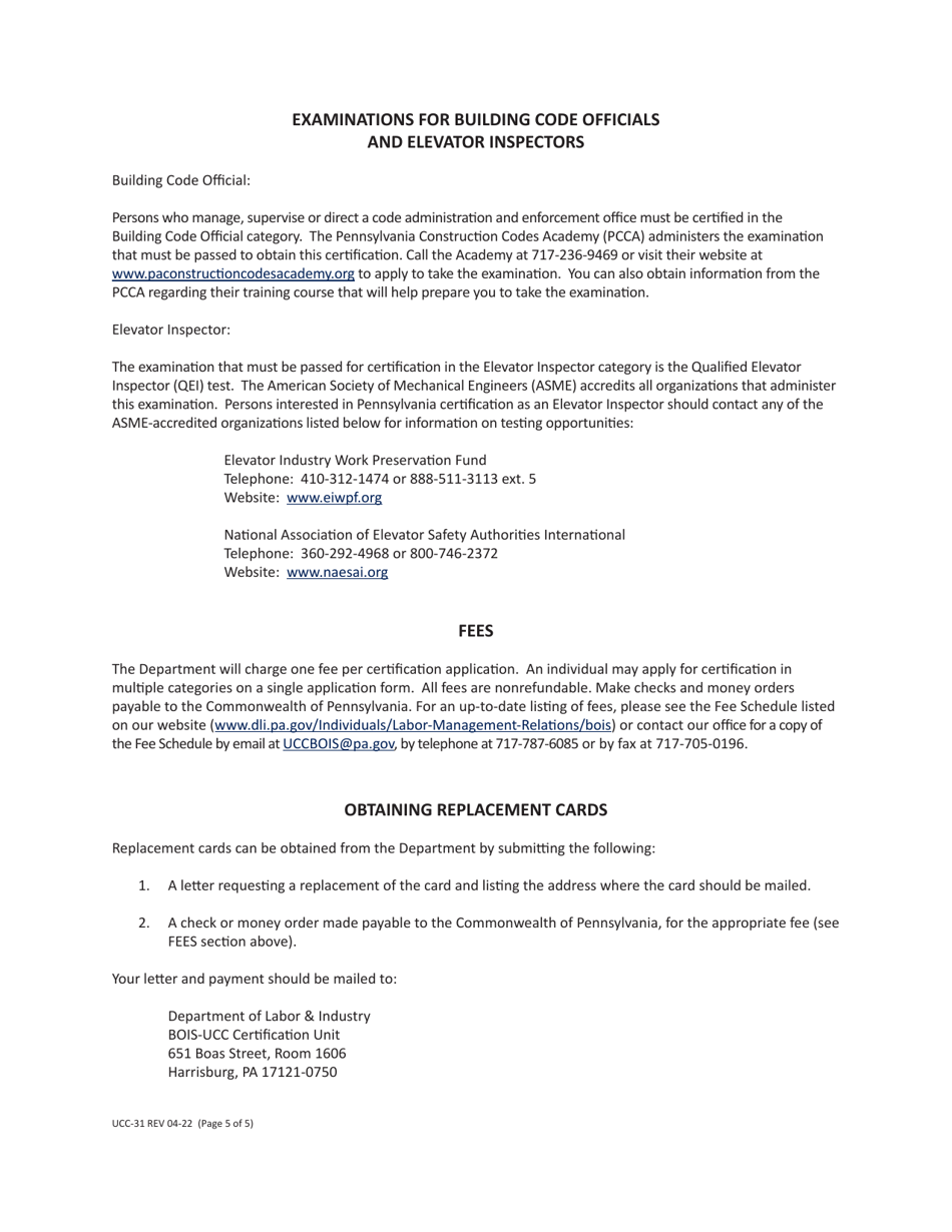Form UCC-31 Application for Ucc Certification - Pennsylvania, Page 7
