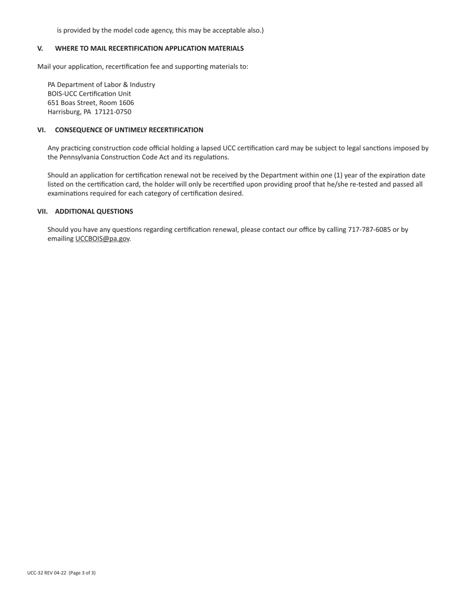 Form UCC-11 Ucc Certification Renewal Application - Pennsylvania, Page 4