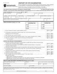 Document preview: Form DL-102 Report of Eye Examination - Pennsylvania