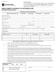 Document preview: Form DL-9105 Employment Affidavit of Intended Use - Pennsylvania