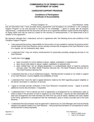 Document preview: Appendix C.1 Conditions of Participation Certificate of Accountability - Caregiver Support Program - Pennsylvania