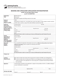 Document preview: Form LIBU-32 Bedding and Upholstery Application for Registration - Pennsylvania