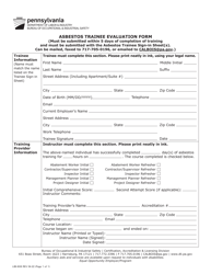Document preview: Form LIBI-606 Asbestos Trainee Evaluation Form - Pennsylvania