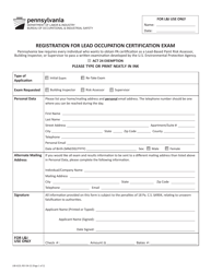 Document preview: Form LIBI-622L Registration for Lead Occupation Certification Exam - Pennsylvania