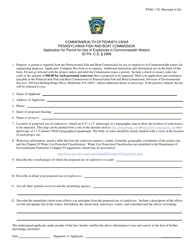 Document preview: Form PFBC-175 Application for Permit for Use of Explosives in Commonwealth Waters - Pennsylvania